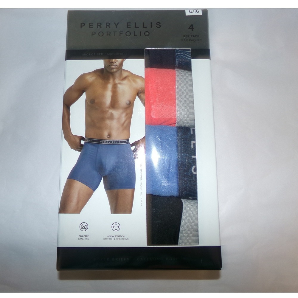 Perry‎ Ellis Portfolio Mens 4 Pack Boxer Briefs SZ XL~ASSORTED~NIB